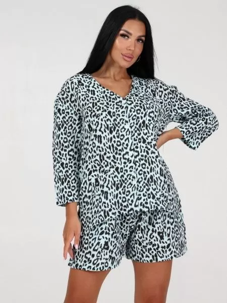 Пижама женская с шортами 579 (голубой)