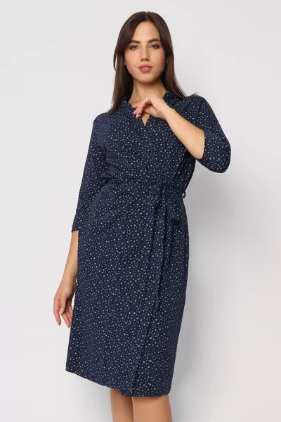 Халат женский Забота (т.синий/белый)