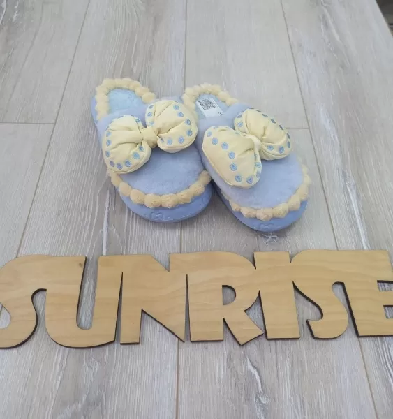 Тапочки женские домашние. Бант. Голубой