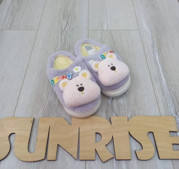 Тапочки детские домашние. Мишка. Сиреневый