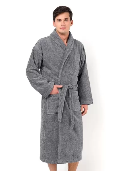 Клевер Халат мужской CLE MX440610 (SS24 Махра) серый 
