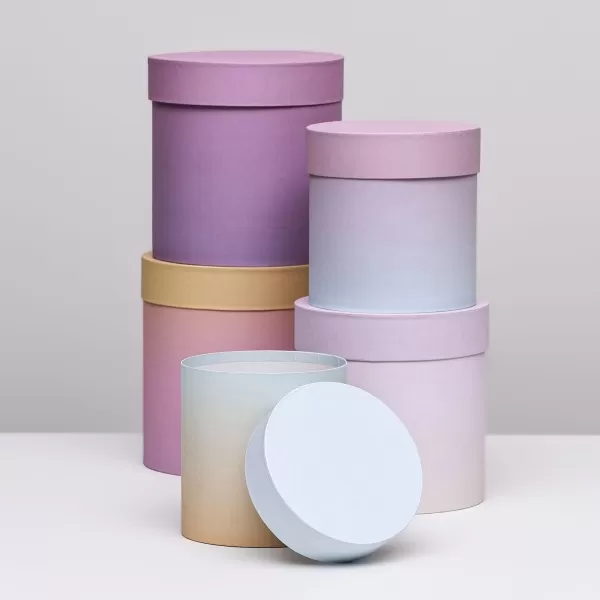 Подарочная коробка круглая. Градиент стиля. 