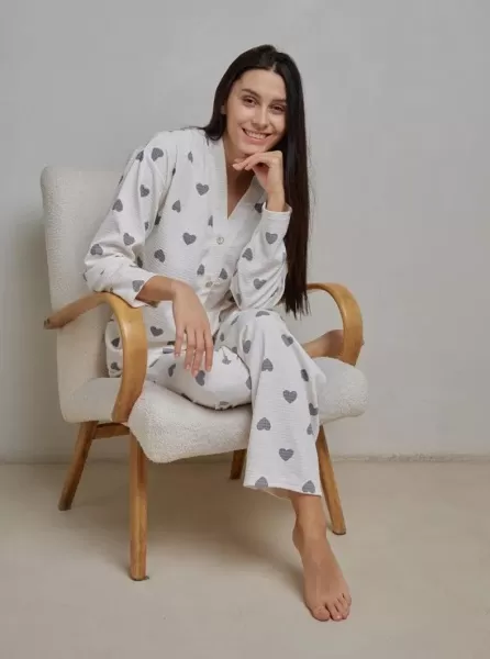 Пижама жен. с брюками. Сердце(серый) 8828