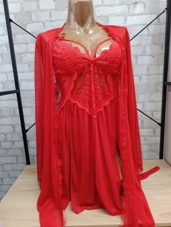 Комплект женский халат с сорочкой 901. (Цвет красный) 