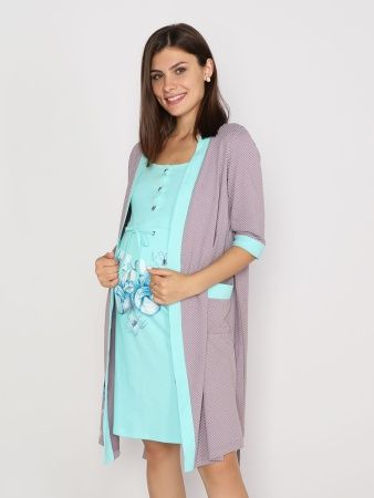 Комплект женский "ПИНЕТКИ" сорочка+халат 0202 (цвет мятный)