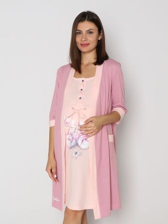Комплект женский "ПИНЕТКИ" сорочка+халат 0202 (цвет пудровый)